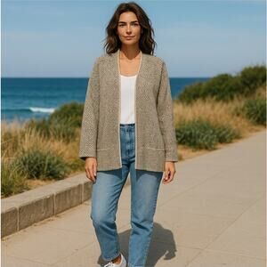 Free People Open Front Cardigan Herringbone Pattern Size S